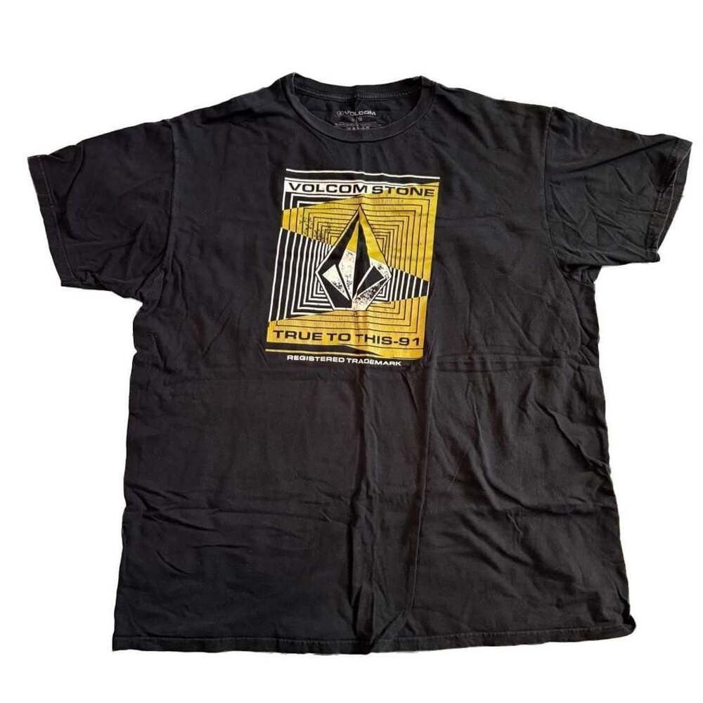Volcom Stone True To This-91 Graphic T-Shirt Black Size XL Y2K Skater Grunge